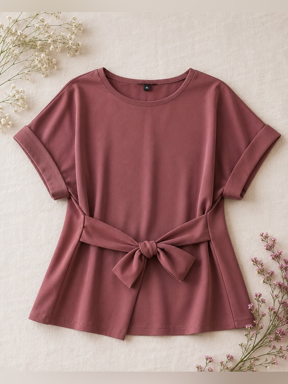 Express Tie Front Blouse | Medium | Dusty Rose | Elevated Minimalist